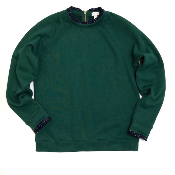 J Crew Woven Ruffle Neck Sweatshirt 